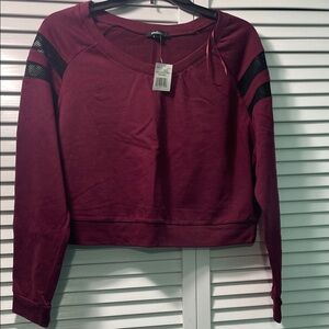 Ambiance Maroon Mesh Sleeve Sweatshirt